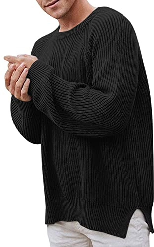 Manteau Pull Homme décontracté Automne Hiver tricoté Confortable Manches Raglan col Rond Style Chemisier élégant
