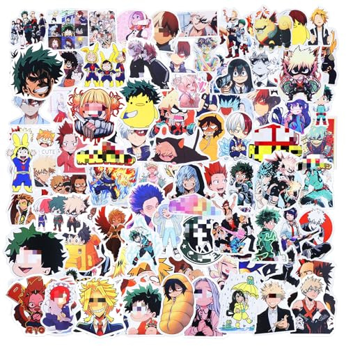 100 Stück Hero Stickers,Wasserdichte MHA Aufkleber für Skateboard, Cartoon Sticker Vinyl für Kinder Teenager Erwachsene Jungen Laptop Guitar Fotoalbum Auto Motorräder Fahrrad