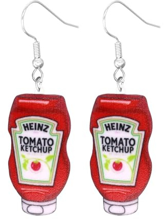 COLORFUL BLING Funny Ketchup Dangle Drop Earrings for Women Acrylic Food Exaggerated Statement Earrings Cute Jewelry Gift for Women