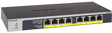 NETGEAR (GS108LP) Switch Ethernet PoE+ 8 Ports RJ45 Gigabit (10/100/1000) , switch RJ45 avec 8 Ports PoE+ 60W Upgradables, Position Bureau, mur ou Rackable, et protection à vie