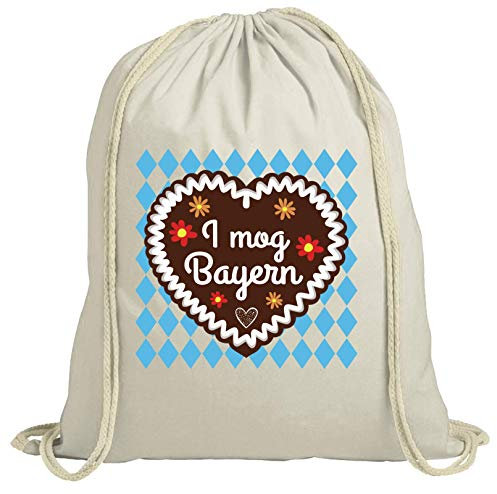 ShirtStreet Gaudi Wiesn natur Turnbeutel Rucksack Gymsac Oktoberfest - I mog Bayern, Größe: onesize,natur