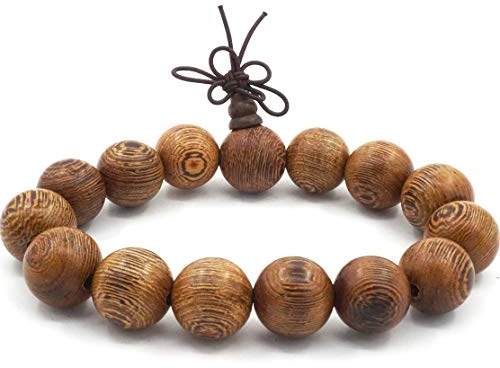 Thajaling Mala Perlen Armband tibetisch buddhistischen Buddha Gebet Meditation elastisch 15mm große Sandelholz Perlen Männer Armband