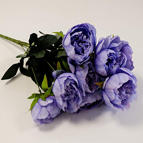 Artificial Silk Peony Flower Bouquet 8 Heads Bunch 3 Colours Wedding Decor (Lilac)