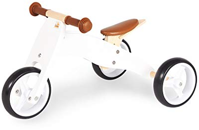 Pinolino Mini-Laufdreirad Charlie, aus Holz, 4-fach umbaubar, Sattel 6-fach höhenverstellbar, für Kinder ab 1,5 Jahren, weiß/natur