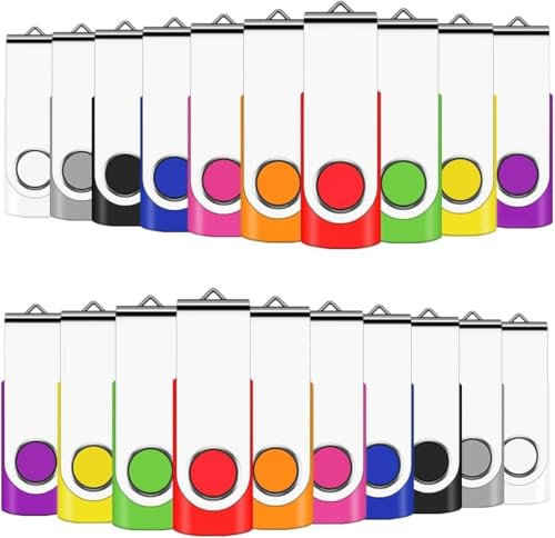 EASTBULL 2GB Memory Stick 50 Pack USB 2.0 Flash Drives Bulk USB Sticks Swivel Thumb Drive Pen Drive (2GB 10-Multicolor)