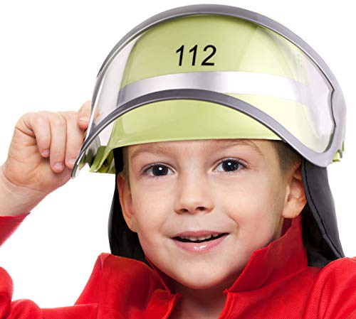 Balinco Casco de bomberos 112 para niños con visera abatible y paño para el cuello | talla ajustable | ideal como disfraz para carnaval