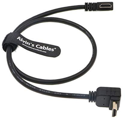 Alvin's Cables Z CAM E2 L Forme 2.0 HDMI Câble pour Atomos Shinobi Ninja V Moniteur Portkeys BM5 Moniteur 90 degrés jusqu'à angle droit vers le bas 60CM