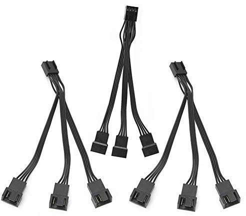 PC Chassis Fan Splitter Extension Cable, 1 to 3 PWM Fan Tinned Copper Splitter Compatible with 4 Pin PC Cooling Fans (3 Pack)