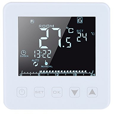 Termostato digitale programmabile 16A Ampio display LCD, Telecomando Wifi Termostato per riscaldamento elettrico Regolatore di temperatura ambiente Retroilluminazione bianca