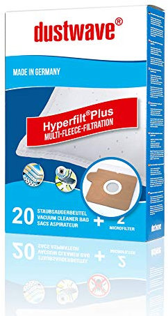 20 Staubsaugerbeutel + 2 Filter mehrlagiges Micro-Vlies für AEG, PORGRESS, TORNADO geeignet und kompatibel mit Swirl A06 - dustwave® Markenstaubbeutel Made in Germany