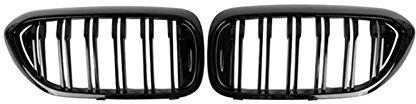 Frontstoßstange ierengitter Grill for BMW G30 G31 G38 5 Series 525I 530I 540I 550I Mit M-Performance-Schwarz Double Line Niere Sport KüHlergrill (Color : Black)