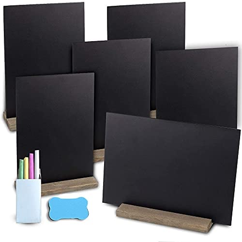 6 Stück Mini-Tafel, Schilder Doppelseitige Kleine Tafel, Menü-Kreidetafel Mit Holzständern für Tischplatte, Bar, Party, Event, Hochzeit, Geburtstag, Dekoration