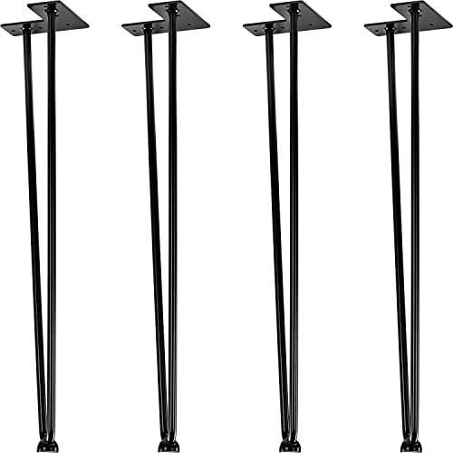 STILISTA® 4er Set Hairpin Legs Möbelfüße mit Zwei Stangen 10 bis 70 cm, schwarz oder Silber