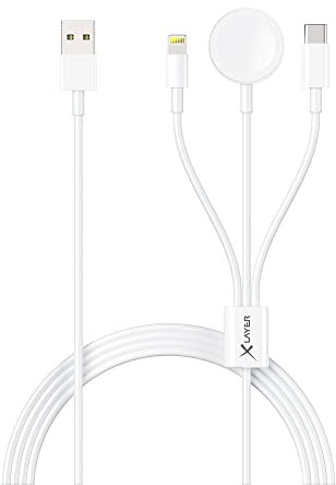 Xlayer 3-in-1 Multifunktions-Kabel mit Lightning/Wireless/USB-C 1.5 m Weiss