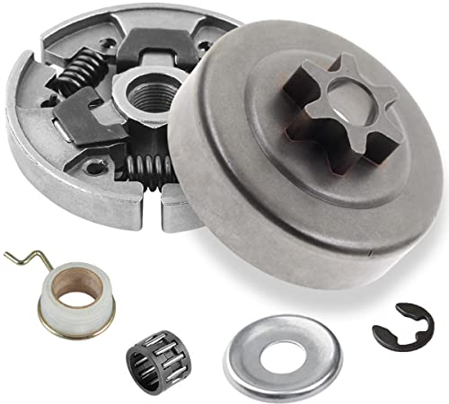 ZAMDOE Tamburo frizione pignone 3/8 per Stihl MS170 017 018 021 023 MS180 MS210 MS230 MS250 motosega, con rondella per cuscinetti ad aghi E-Clip ingranaggio a vite senza fine