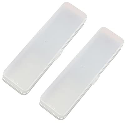 JIHUOO 2 Stück Kunststoff Federmäppchen Stiftebox Stiftemäppchen Rechteckige Aufbewahrungs Behälter mit Klappdeckel für Schule