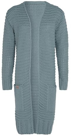 KNIT FACTORY - Alex Lange Strickjacke - Offenen Cardigan - Aus Wolle - Angenehm weich - Stone Green - 36/38