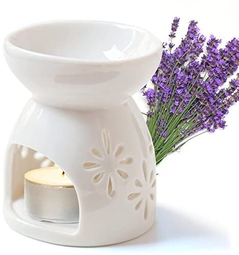 Cisolen Ceramic Fragrance Lamp Censer Aroma Diffuser Tea Light Holder Oil Burner Aroma Lamp Candle Holder Tea Light Oil Aroma Burner Used for Sleep Aid Relaxation Meditation