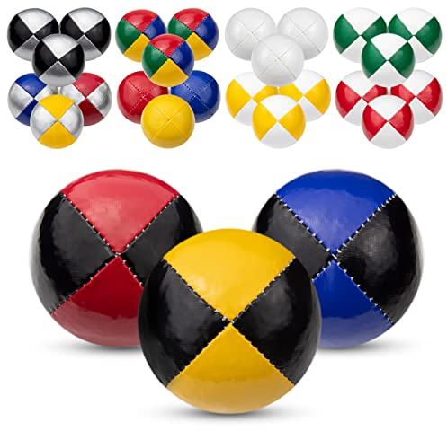 Juggle Dream 3X Pro Thud Jonglierbälle - Set mit 3 professionellen Jonglierbällen mit kostenlosem Online-Lernvideo, perfekt für Anfänger und Experten (Schwarz/Blau, Schwarz/Rot, Schwarz/Gelb)