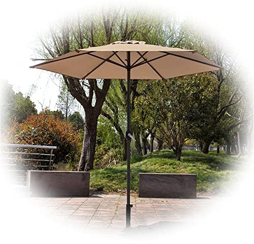 MNNM Parasol De Extérieur avec Manivelle, Patio Parasol, 6.5ft/2m, Parasol Droit, Parasol De Jardin pour Café, Balcon, Plage (Color : Tan, Size : 2m)