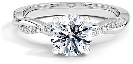 Blocaci Verlobungsring Damenring 9 Karat (375) Weißgold Ring 1 CT Twisting Infinity Pave Besetzt Zirkonia Frau Verlobungsringe Damenring Echter Schmuck Antragsring Größe 54