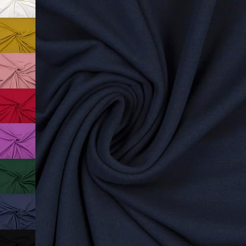MAGAM-Stoffe Theo French Terry uni Sweat Stoff Oeko-Tex Meterware 50cm (25. Dunkelblau)