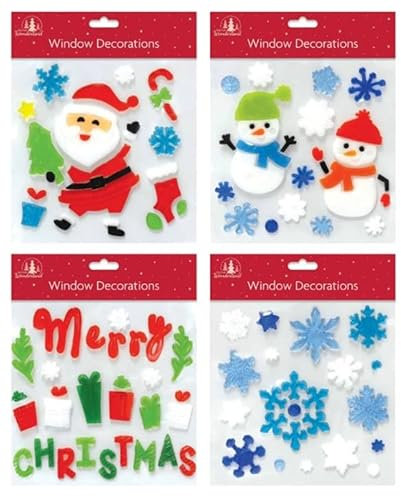Tallon International Christmas Window Stickers, 4 Sheets, Christmas Gel Clings - Decorations (22002)