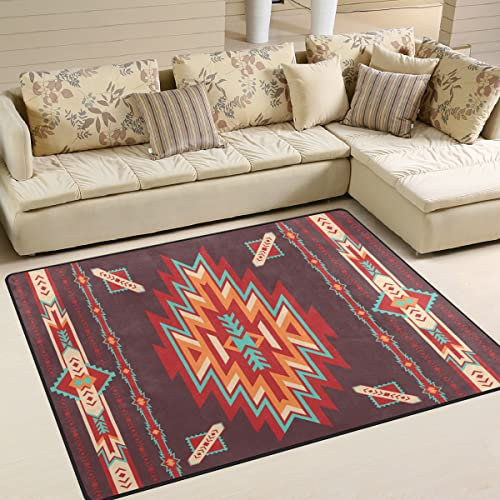 9CH Teppiche mit Südwest-Indianerbereich, Navajo Aztekenmuster, indischer Teppich, rot, 2,1 x 1,5 m, rutschfest, für Wohnzimmer, Schlafzimmer, Heimdekoration