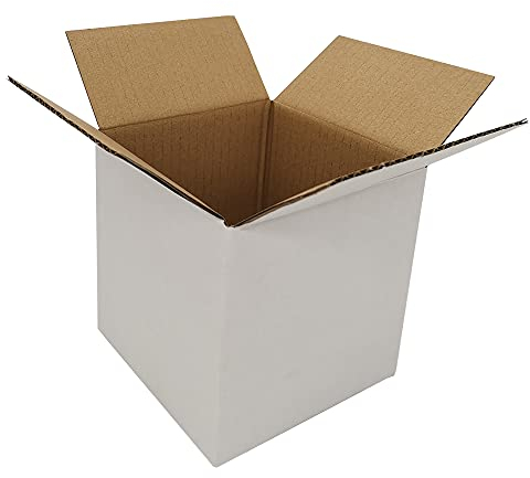 CH-BOX 50 Stück 12,7 x 12,7 x 12,7 cm kleine Versandkartons, Wellpapp-Versandtaschen zum Verpacken, Verpacken, Lagerung, Geschäftsbedarf, Weiß (B555-50)