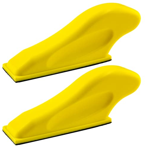 Moicstiy 8,9 x 2,5 cm Mikroschleifer-Set, 2 Mini-Handschleifblöcke, Schleifpad-Haken, Trägerplatte für schmale Räume, Polieren, DIY