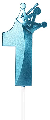 Yiran Geburtstagskerze Zahlen 1, 8cm Blau Geburtstagskerzen mit Krone, Kerze Geburtstag, Geburtstag Kerze, Tortendeko Geburtstag, Kuchendeko Geburtstag, Geburtstagskerzen für Geburtstagsdeko, Nummer 1