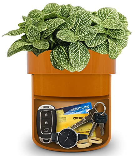 ISLANDSAFE Diversion Safe, Secret Hidden Key Safe Lock Box, Flower Pot Key Holder for Outdoor, Garden, Home, Office, Yard Hiding Vault Cash, Plants Not Include (Matte Terracotta)