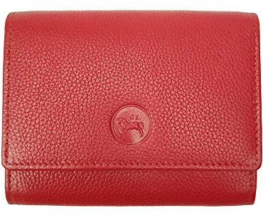 LOLUNA® Porte-Monnaie Cuir spacieux Zip et Multi Compartiments avec Rabat, Portefeuille, Compagnon, pour Ranger 12 Cartes, Billet, Monnaie, identité, permis - Rouge