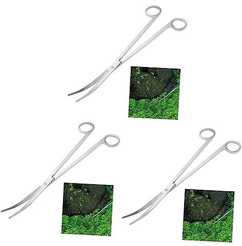 Mipcase 3 Stück 25 Schere Mit Gebogener Spitze Pflanzenschere Für Aquarien Gebogene Aquarienpflanzenschere Wellenschere Aus Edelstahl Aquarium Stoffschere Gerade Pinzette Wasserpflanzen