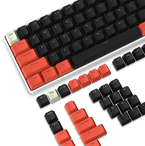 108 Tasti PBT Keycaps, Double Shot Copritasti per Tastiera Meccanica, Profilo OEM Set di Tasti per Tastiera, per Gateron Kailh Cherry MX Tastiera Gaming (Arancione e Bianco e Nero, Solo Copritasti)