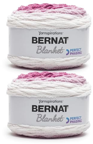 Bernat Blanket Perfect Phasing Fuchsia Cake Yarn - 2 Pack of 10.56oz/299.37g - 100% Polyester - #6 Super Bulky - 220 Yards for Knitting, Crocheting, Crafts & Amigurumi, Chunky Chenille Yarn