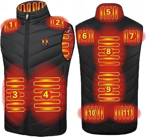 Heated Vest For Men Women Electric USB Heated Vest Battery Operated Vests Dual Controls For Outdoor Work Skiing Hiking Motorcycle Hunting (Color : Black, Size : 6XL)