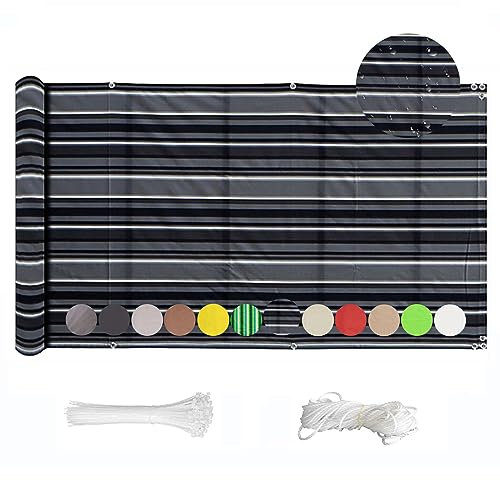 QINGLV Brise Vue Balcon Exterieur 90x100cm Brise-Vue Et Pare-Soleil pour Balcon Opaque RéSistant Aux IntempéRies Brise Vue Toile pour Patio/Jardin/Terrasse/Grillage -Rayures Noires Et Blanches