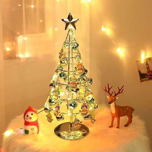 ASD Jewerly Personalisierter Schneemann Kristall Weihnachtsbaum mit LED-Lichtern, 40 cm, Metall, Weihnachtsbaum mit Lichtern