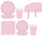 69 pièces Rose Vaisselle Jetable,Comprend Assiettes Carton Jetable Tasses Serviettesr en Papier et Nappe,Kit Decoration Anniversaire Fêtes Pique-niques Mariage Noël,Biodégradables,Recyclable