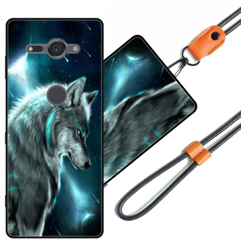 JEZSTHAI Schutzhülle Kompatibel mit Sony Xperia XZ2 Compact Hülle Silikon Dünn mit Muster Design,Weiche Flexibel Stoßfeste Handyhülle mit Handykette & Handykordel zum Umhängen,Nr.A06