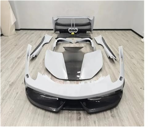 Misha Designs Style Kits de carrosserie de capot de spoiler de jupe latérale de pare-chocs en fibre de verre ou en fibre semi-carbone compatibles for Ferrari 458 Italia et Spider (Color : Half carbon