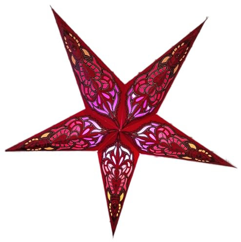 YEPSIO Papierstern-Laterne, Lampenschirm, groß, 60 cm, Stern-Hängedekorationen für Weihnachten, Hochzeit, Heimdekoration, Geburtstagsparty, Rot, Gelb, mehrfarbig
