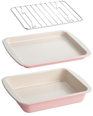 Tasty Nonstick Toaster Oven Baking, 3-Piece Set, Pink
