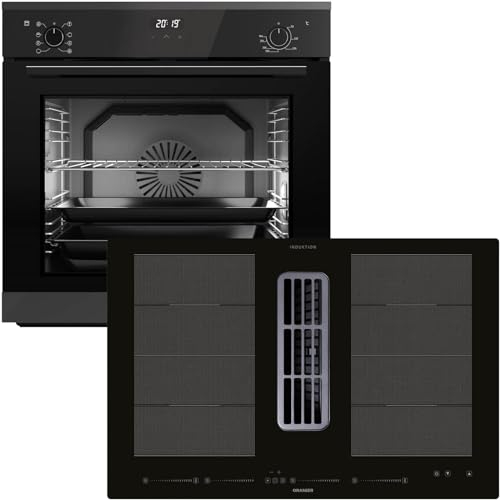Oranier Backofen Set EBS420 Einbau autark - 9 Funktionen & Flächen-Induktion 80 cm mit Dunstabzug KFA690-4 Kochzonen & Multi-Slider-Steuerung