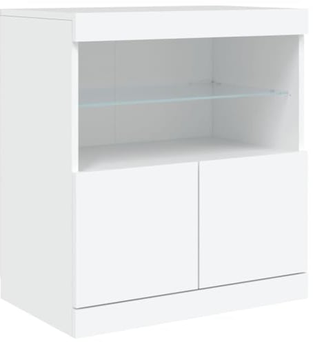 vidaXL Sideboard, Kommode mit viel Stauraum, Highboard Schrank mit LED-Leuchten, Anrichte Beistellschrank Standschrank, Modern, Weiß