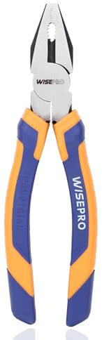 WISEPRO Combination Pliers 200mm, Multifunction Pliers with Wire Cutting/Crimping/Wire Twisting and Screw Extractor, 6 7 8 Lineman Pliers (8)