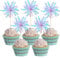 Gyufise 20Pcs Foil Firework Cupcake Toppers Happy Birthday Cake Toppers Sparkle Tinsel Flower Drink Stirrers Cocktail Food Fruit Toothpicks for Valentine's Day Party Supplies Light Blue