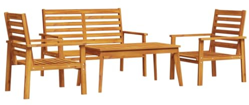 vidaXL Garten Lounge Set 4-TLG., Gartenmöbel Stuhl Bank Tisch, Sitzgruppe für Garten Terrasse, Gartengarnitur Gartenset, Massivholz Akazie