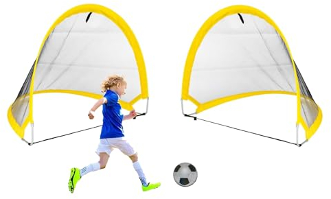 Set di 2 Porte da Calcio Pieghevoli per Bambini con Custodia per Trasporto Set Porta da Calcio Automontanti Montaggio Veloce per Giardino Parco Spiaggia Casa Pieghevoli Portatili per Bambini e Adulti
